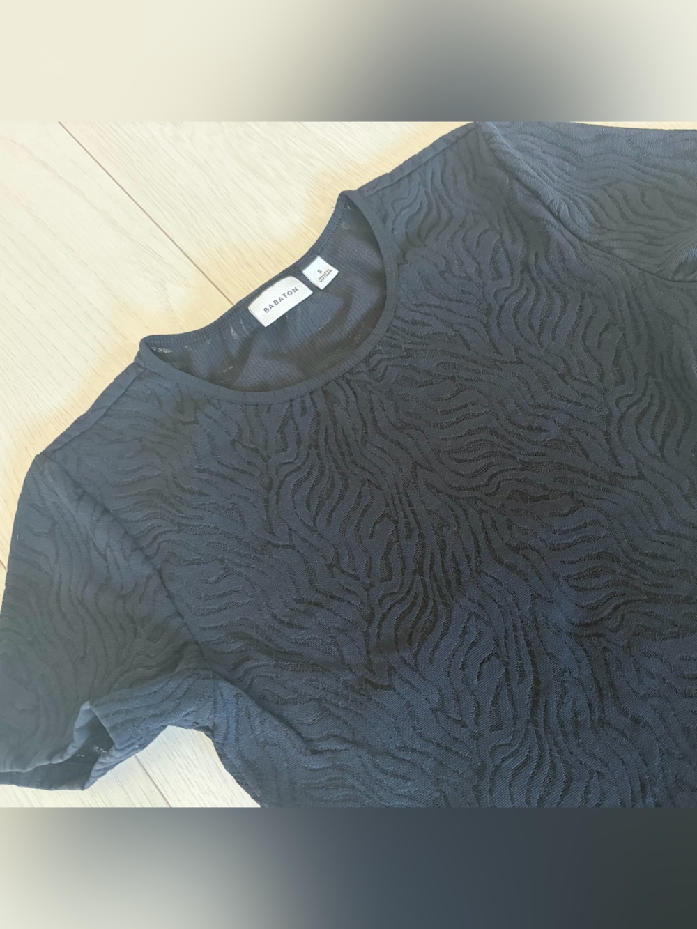 Aritzia Black Textured Wave Crewneck Sweater